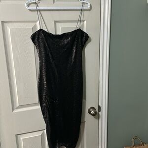 Boohoo black sequins dress